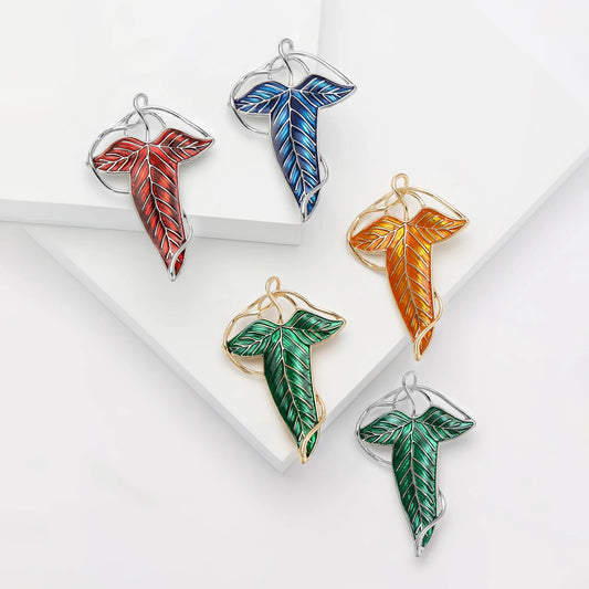 Enamel Elf Queen Leaf Brooch Pin Jewelry Accessories
