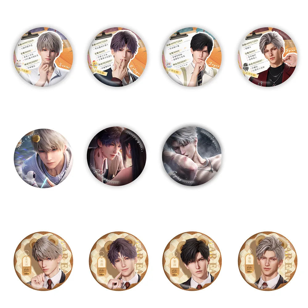 Love Deepspace Q Button Pin Sylus Zayne Xavier Rafayel Brooch Li Shen Qi Yu Xinghui Badge Bag Fans Collectible