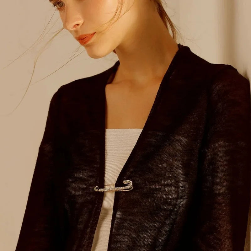 Diamond Metal Collar Pin Brooch Women's Cardigan Accessory