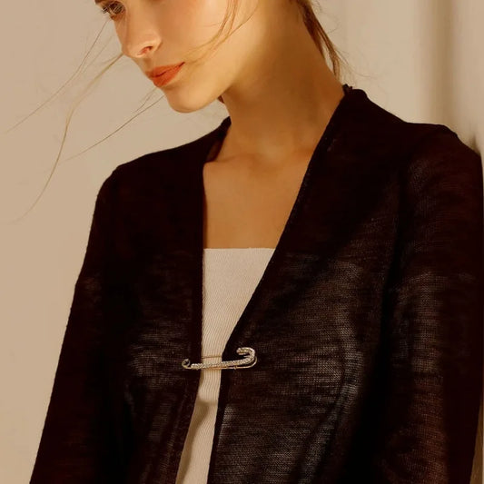 Diamond Metal Collar Pin Brooch Women's Cardigan Accessory