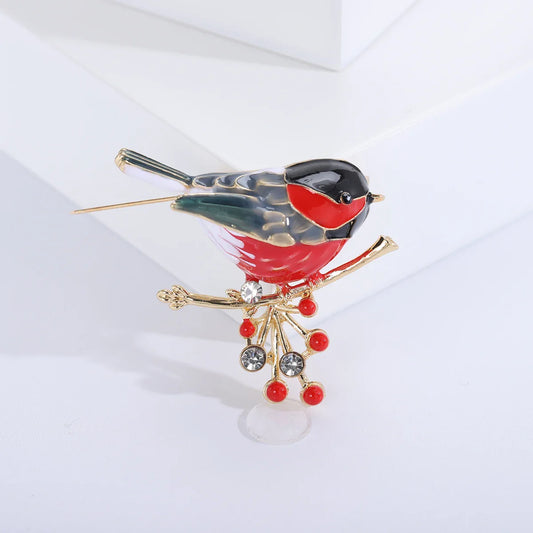 Enamel Bird Brooch Rhinestone Animal Pin Jewelry Accessories