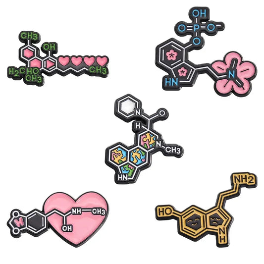 Biological Molecule Enamel Pins Cartoon Lapel Badges Custom Jewelry Gift