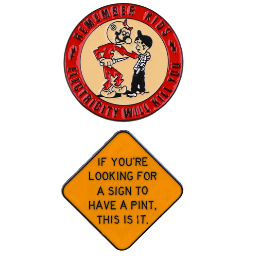 Safety Warning Enamel Pin Brooch for Backpacks and Clothes Jewelry Gifts