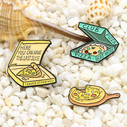 Pizza Brooch Enamel Pin for Women - Rose Daisy Fashion Jewelry Gift
