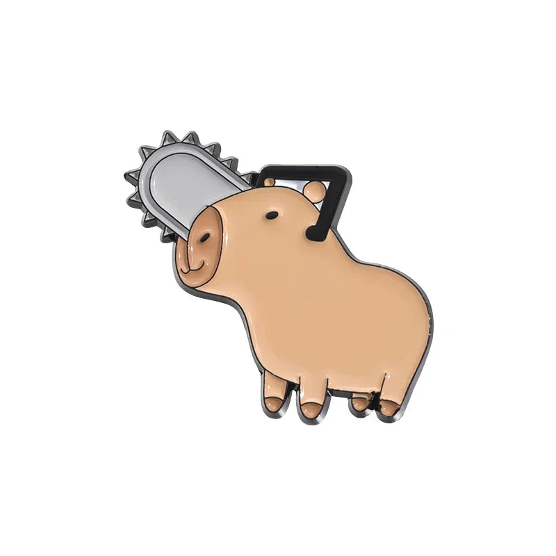 Cartoon Capybara Turtle Cat Enamel Pins Cute Pufferfish Brooches Lapel Badges Jewelry Gift