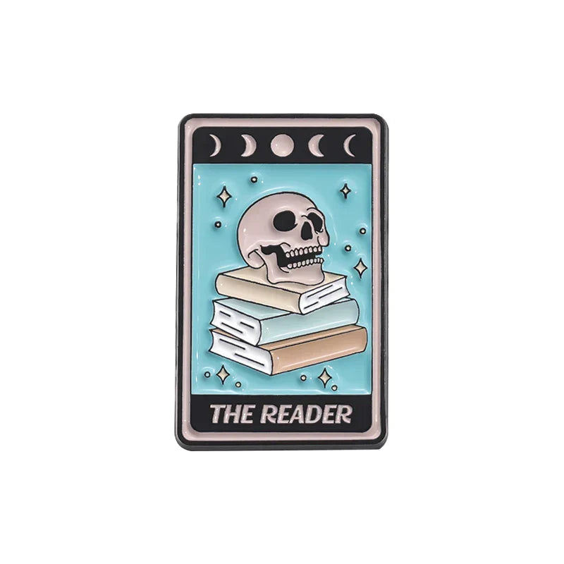 Skeleton Reading Enamel Pin Book Lover Brooch Lapel Badge Gift