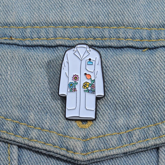 Floral Lab Coat Enamel Pins Doctor Nurse Brooches Lapel Badges Medical Jewelry Gift