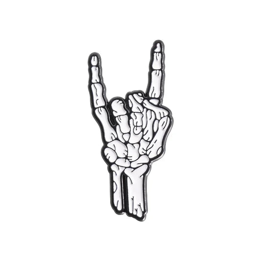 Punk Rock Skeleton Hand Enamel Pin Lapel Badge Halloween Jewelry Gift