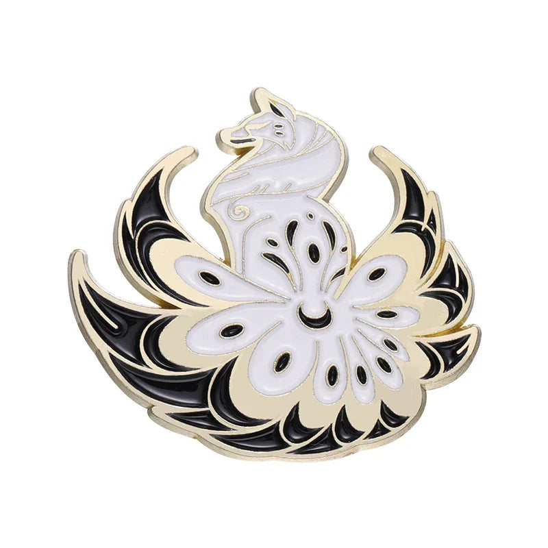 Gothic Angel Wings Enamel Pin Black White Cat Brooch Lapel Badge Wholesale Accessories