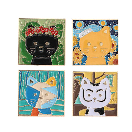 Cute Cat Enamel Pins Cartoon Animal Brooch Lapel Badge Jewelry Gift