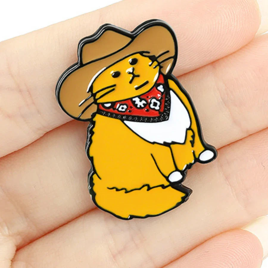 Cowboy Cat Enamel Pin Funny Hat Brooch Cute Kitten Badge Jewelry Gift
