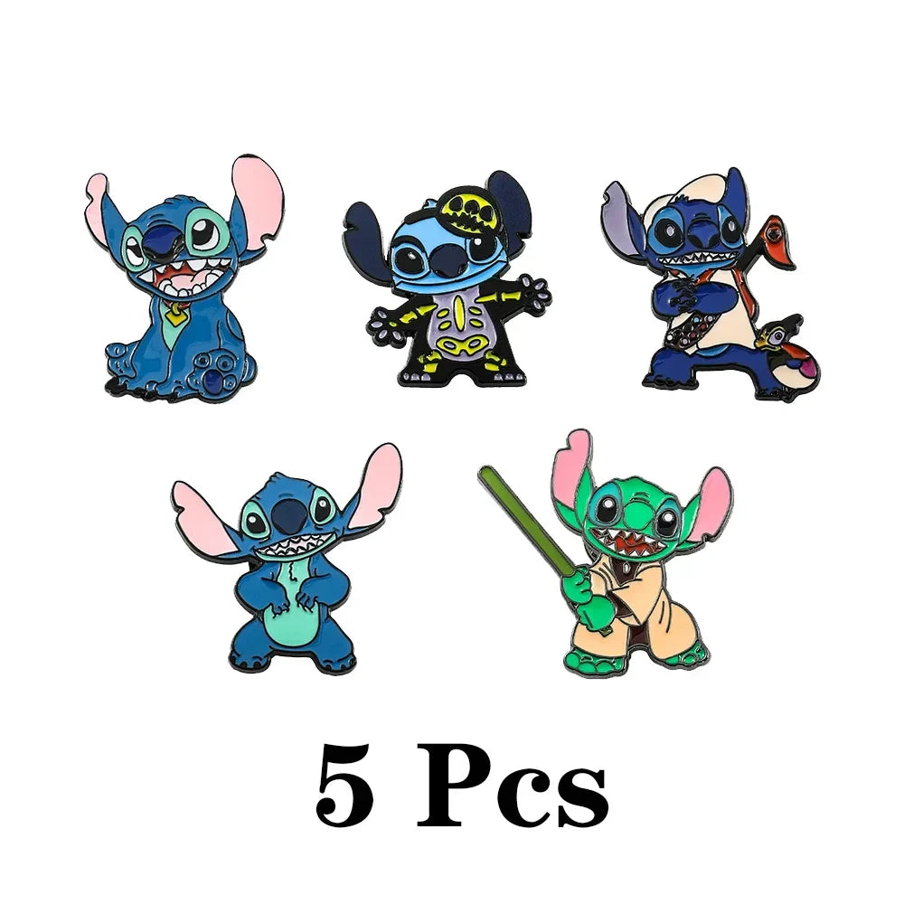 Disney Lilo & Stitch Brooch Set: Scrump Angel Enamel Lapel Pins