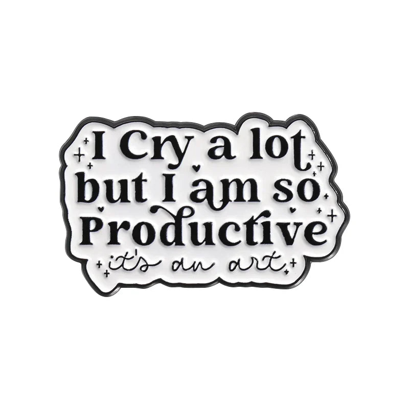 Productive Crying Enamel Pin - Mental Health Music Brooch Lapel Badge Gift