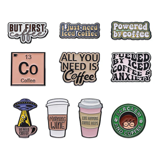 Coffee Cup Enamel Pin Brooch Lapel Badge Jewelry Wholesale