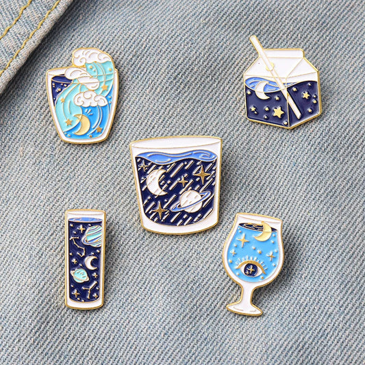 Starry Sky Animal Enamel Pins Lapel Brooches Jewelry Accessories