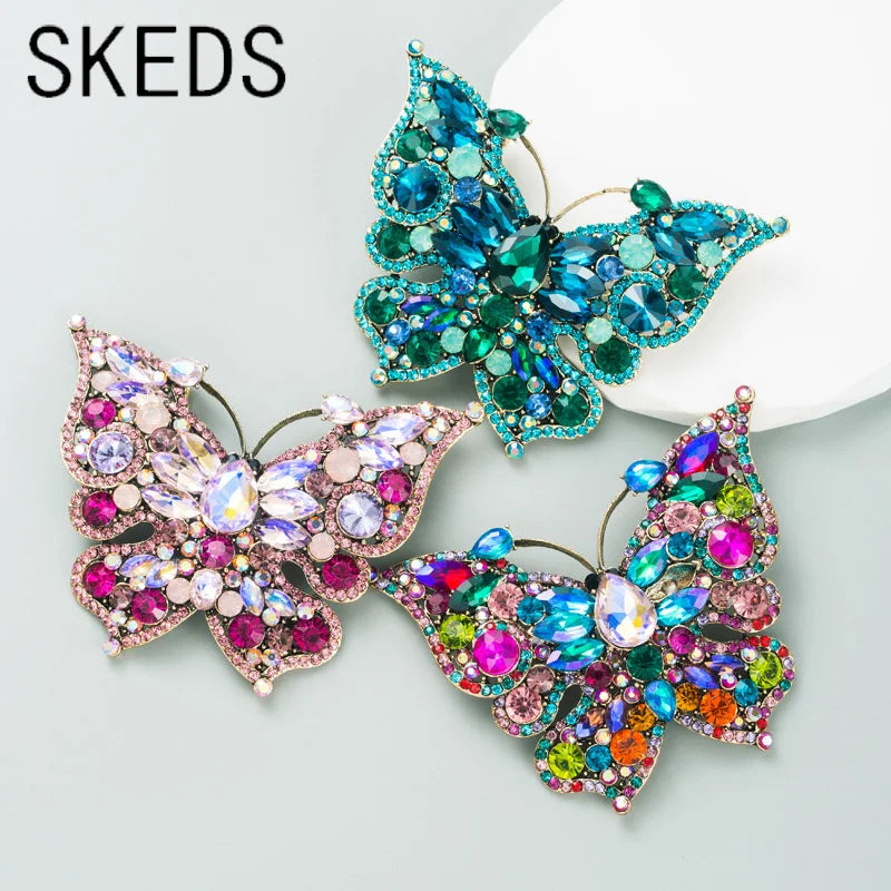 SKEDS Women Luxury Rhinestone Butterfly Brooch Pin Crystal Insect Jewelry