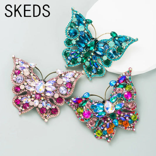 SKEDS Women Luxury Rhinestone Butterfly Brooch Pin Crystal Insect Jewelry