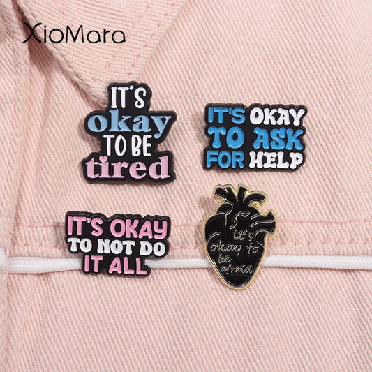It's Okay To Be Afraid Enamel Pin - Ask For Help Brooch Lapel Badge Jewelry Gift