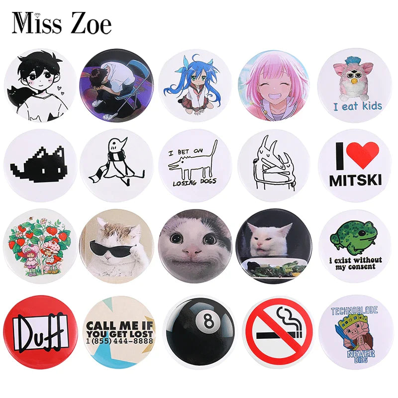 Cute Animal Tinplate Lapel Pin Badge - Soft Button, Funny Brooch, Metal Hat Collar Jewelry Gift