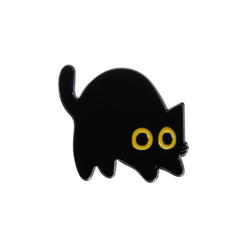 Cute Black Kitten Enamel Pin Cat Brooch Lapel Badge Jewelry Gift