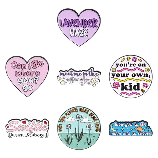 Pop Songs Heart Enamel Pin Blue Skies You're on Your Own Kid Brooch Lapel Badge Jewelry Gift Fan Friends