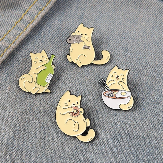 Cute Cat Enamel Pin Brooches for Backpacks, Clothes, Lapels - Wholesale Jewelry Gift
