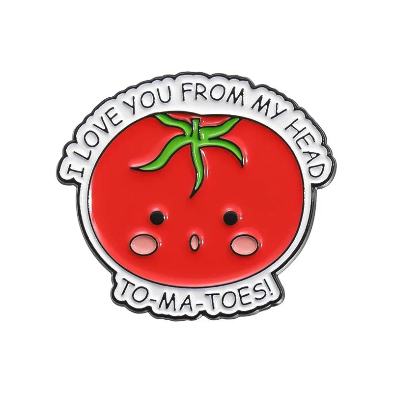 Positive Quotes Enamel Pins: Peach, Pear, Tomato Brooch - Chin Up, I Believe In You Lapel Badge Gift
