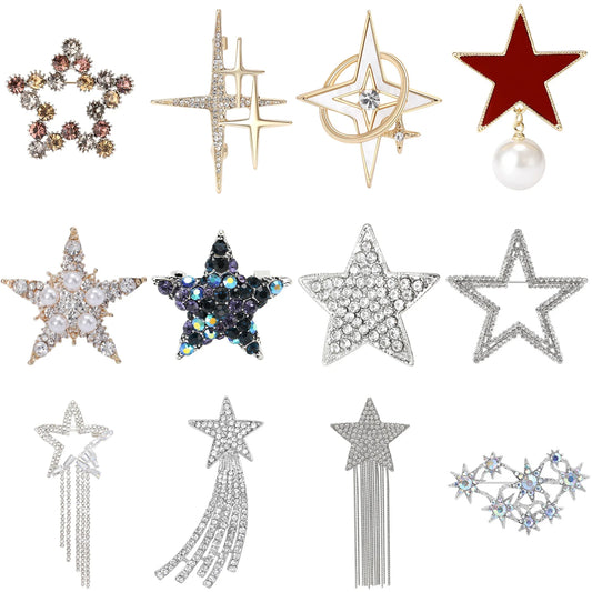 Rhinestone Star Brooch Tassel Pins Jewelry Accessories