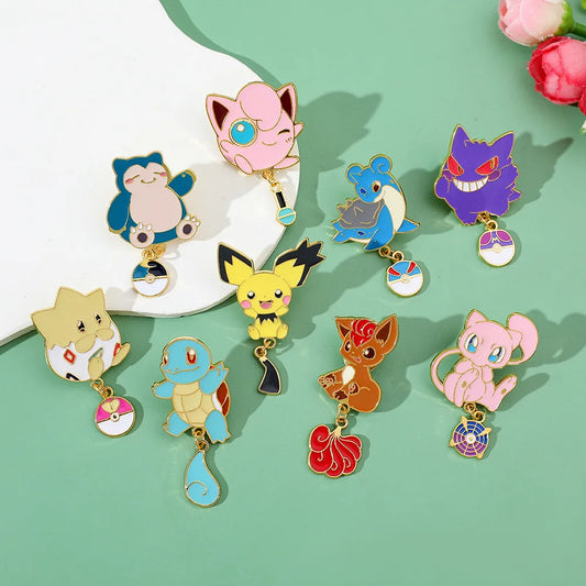 Pokemon Enamel Pins Cute Pikachu Squirtle Charmander Brooches Badges Gifts