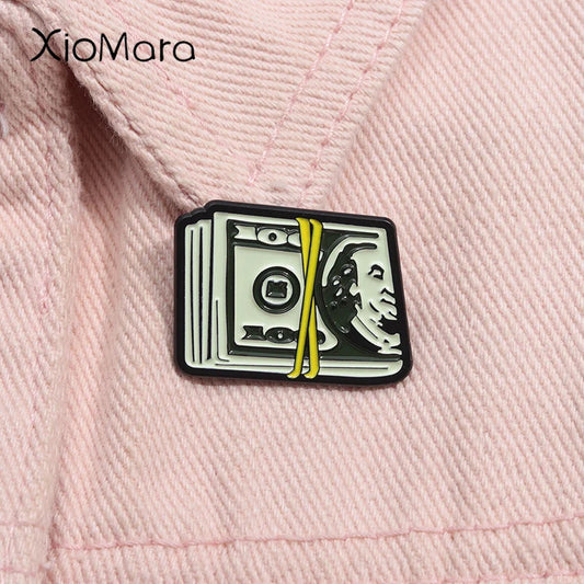 Dollar Bill Golf Ball Marker Enamel Pin Brooch Lapel Badge Jewelry Gift