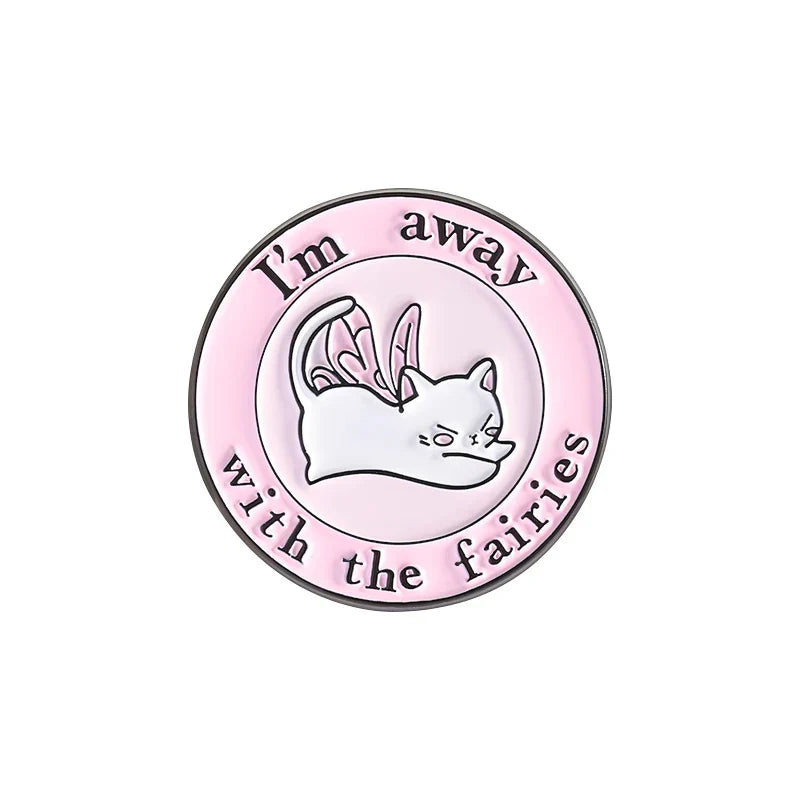 Pink Cat Enamel Pin Fairy Brooch Lapel Badge Wholesale Gift