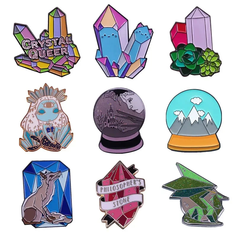 Magic Crystal Enamel Pins Lapel Badge for Jackets and Backpacks Gifts