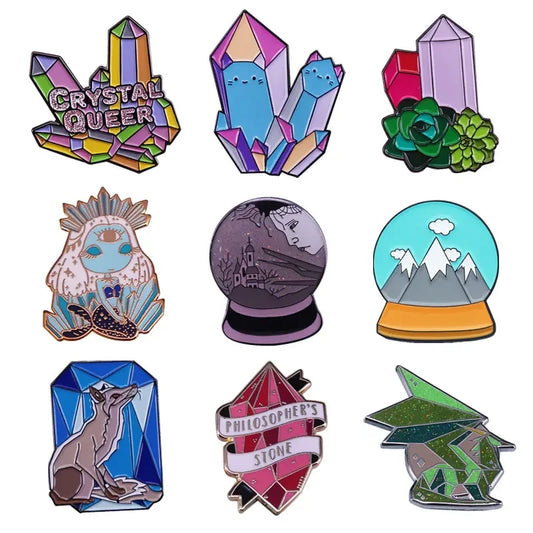 Magic Crystal Enamel Pins Lapel Badge for Jackets and Backpacks Gifts