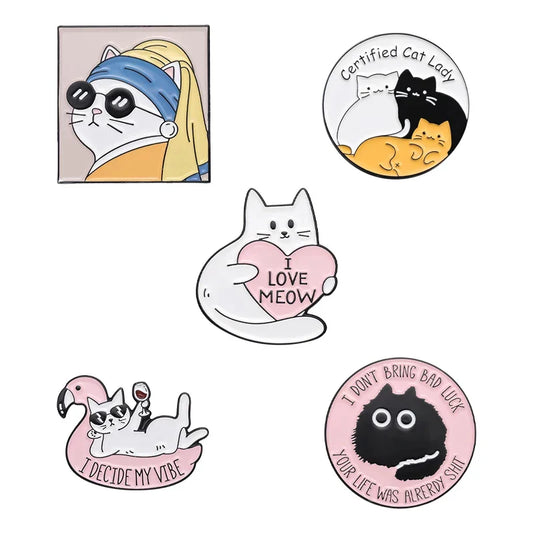Cartoon Cat Enamel Pin Brooch Cute Kitten Gift Lapel Backpack Accessory