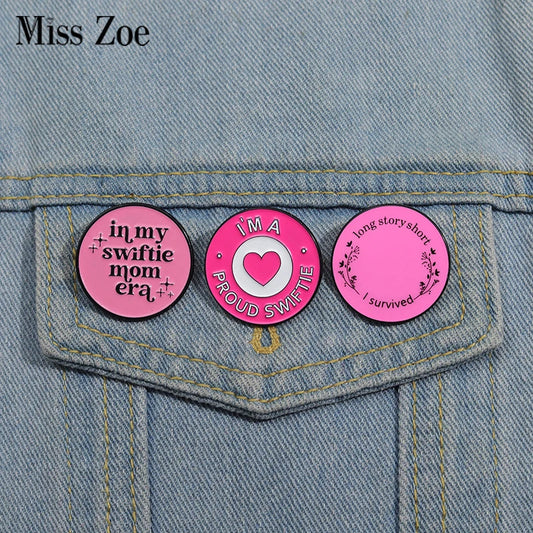 Female Power Enamel Pins Custom Swiftie Mom Brooches Lapel Badges Pink Heart Jewelry Gift