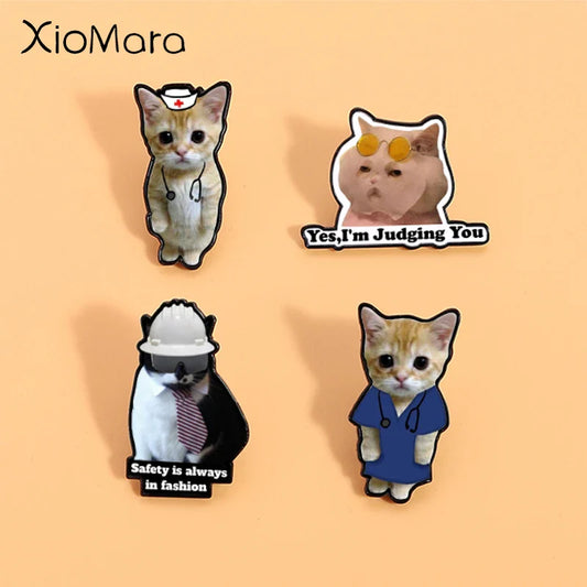 Cute Banana Cat Enamel Pin Cartoon Kitty Brooch Lapel Badge Jewelry Gift