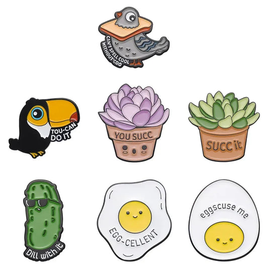 Toucan Cactus Enamel Pin Brooch Cartoon Bird Lapel Badge Gift Wholesale