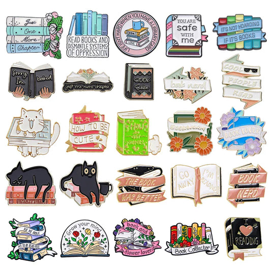 ONE MORE CHAPTER Enamel Pins Cartoon Book Flower Brooch Jewelry Gift