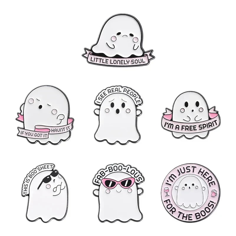 Funny Animal Enamel Pins Set - Cat, Frog, Ghost Brooches Lapel Badge Jewelry Gifts