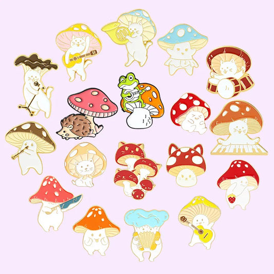 Cartoon Mushroom Enamel Pin Cute Plant Brooch Anime Lapel Badge Gift Wholesale