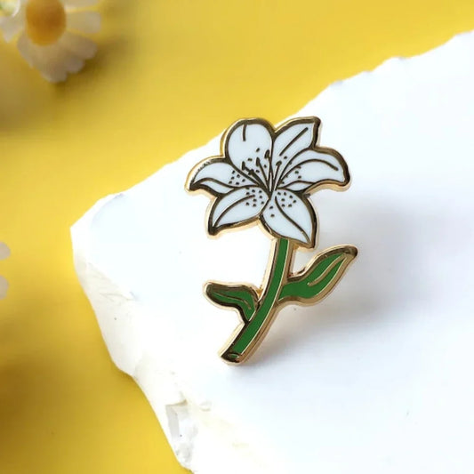 Lily Enamel Pin Floral Brooch Jewelry Gift for Women Girls