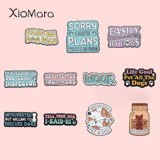 Pet Your Dog Enamel Pin Funny Quote Brooch Lapel Badge Gift for Dog Lovers