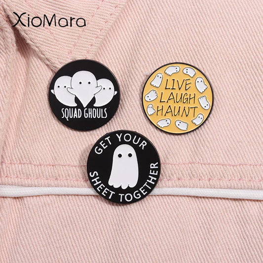 Halloween Ghost Enamel Pin Boo Squad Brooch Lapel Badge Gift