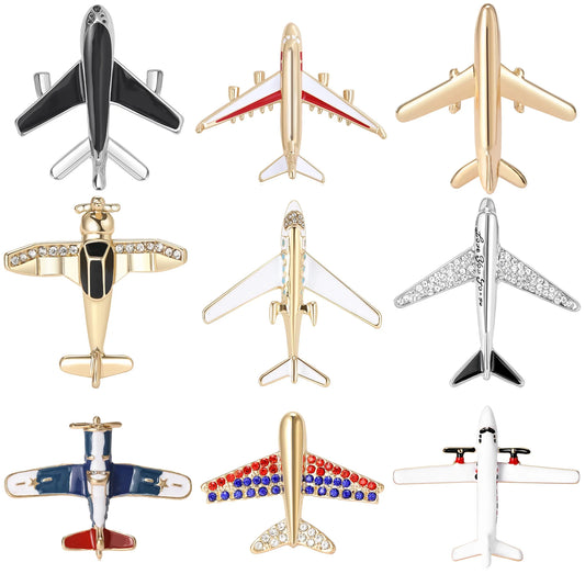 Enamel Rhinestone Aircraft Brooch Pin Jewelry Accessories