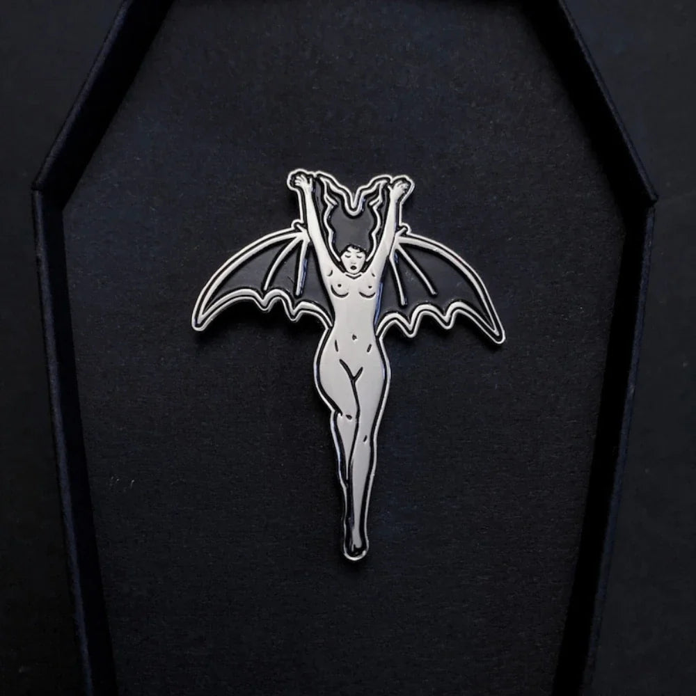 Vampire Witch Enamel Pin Halloween Gothic Brooch Dark Art Jewelry Accessory