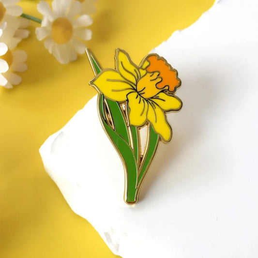 Daffodil Enamel Pin Yellow Flower Brooch Jewelry Gift Wholesale