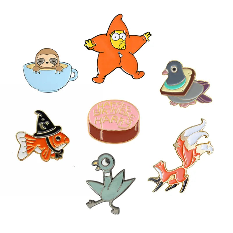 Fish Happy Birthday Enamel Pin Brooch Lapel Badge Gift for Kids Girls