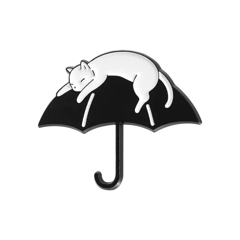 Black Cat Umbrella Enamel Pin Cute Cat Brooch Lapel Badge Jewelry Gift