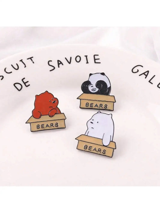 3pcs Cartoon Bear Brooch Pin Accessories