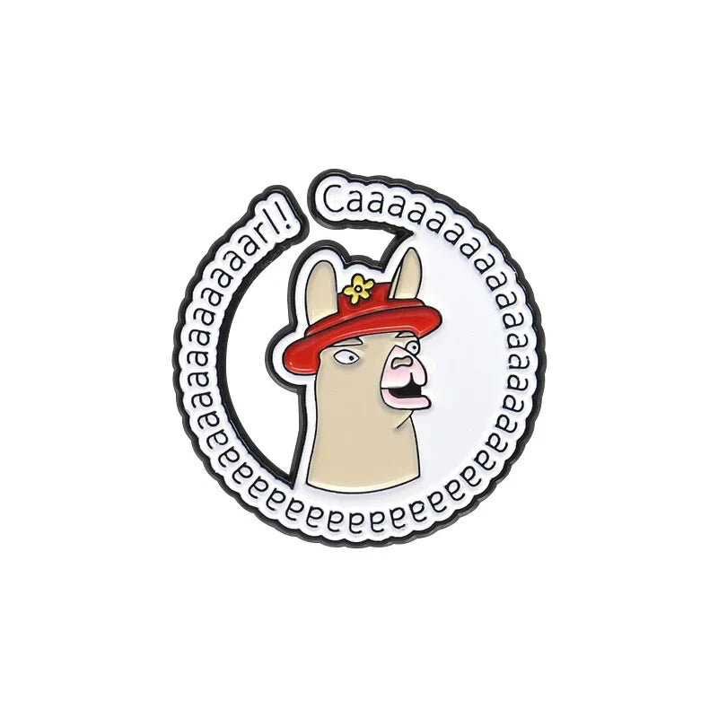 Cute Alpaca Hat Enamel Pin Cartoon Animal Brooch Lapel Badge Jewelry Gift